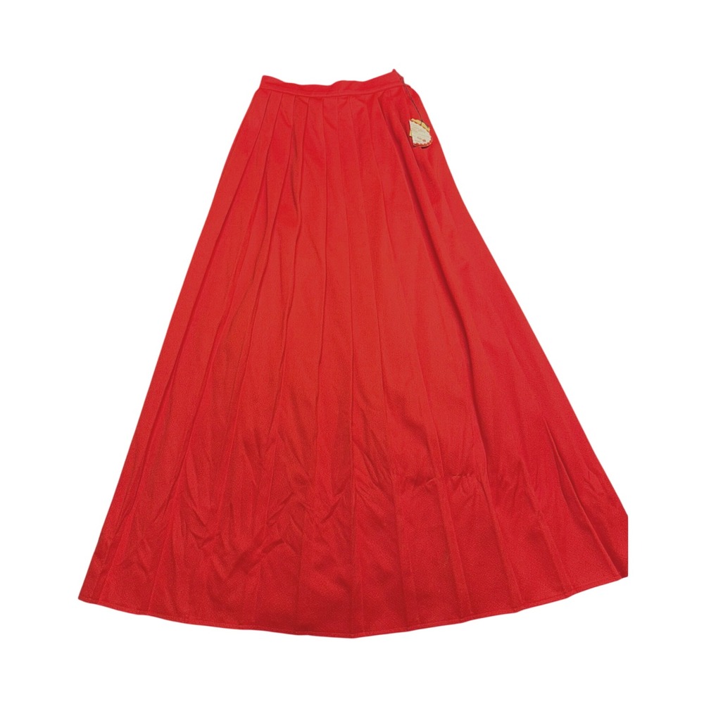 Vintage pleated red Maxi skirt old Money Tailored retro holiday party xs twee